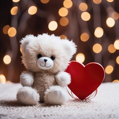Fototapeta premium teddy bear with heart shaped gift