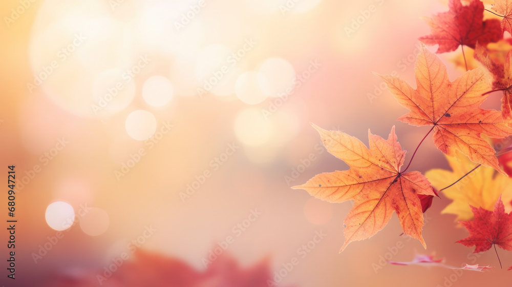 Poster autumn background with shadow of the maple tree leaves on a wall. abstract autumnal scene.