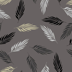 Tropical palm leaves, jungle leaf seamless vector floral pattern background.
