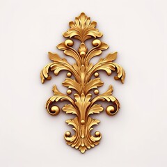 
Golden filigree baroque single motif on white background, extremely realistic relief wood carving, versace style, beautiful decorative classical ornamental, embossed look.  - obrazy, fototapety, plakaty