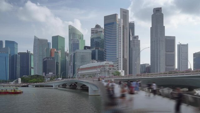 Downtown buildings at Marina Bay  hyper lapse, Singapore