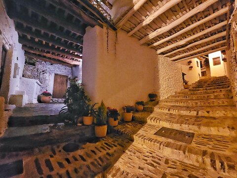 Typical street in Bubion, Alpujarra town, Granada
