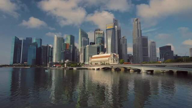 Downtown buildings at Marina Bay, morning time, Singapore