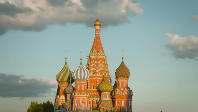 Hyper lapse St. Basil's Cathedral, Red Square of Moscow, Russia