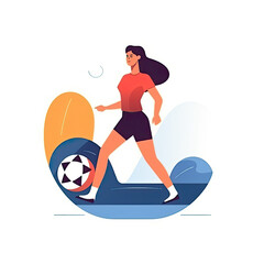 Women football soccer player kicking soccer ball vector tshirt design graffiti AI Generated
