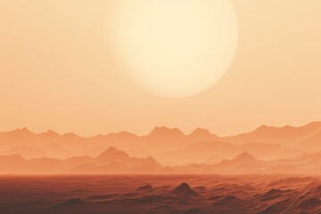 Beautiful minimalistic artistic landscape of an alien world. Desert space landscape, planet pollution, devastation, Using duotone and filter.