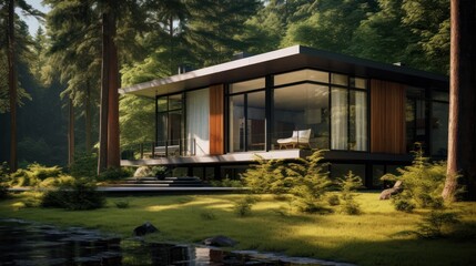  A modern house in the middle of the forest, 