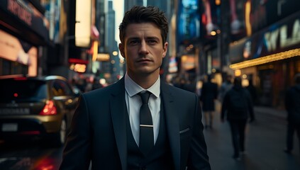 Fototapeta premium Man in a suit on the street