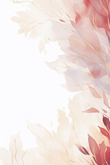 Fototapeta na wymiar . Abstract Maroon flower and botanical leaves background. VIP Invitation and celebration card.