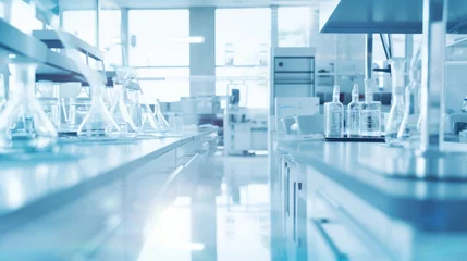 Fototapeten Blur Futuristic lab, clean science laboratory.  © CStock