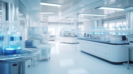 Blur Futuristic lab, clean science laboratory.  - obrazy, fototapety, plakaty