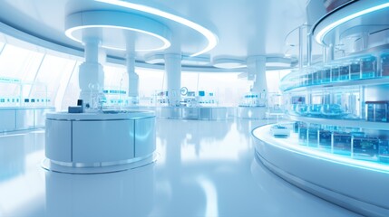 Blur Futuristic lab, clean science laboratory.  - obrazy, fototapety, plakaty