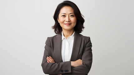 Portrait of a successful Asian mature businesswoman on a white background - Powered by Adobe