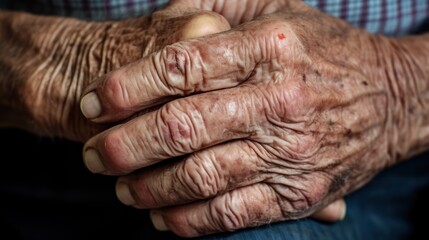  Close-up Hands of an elderly man with sores, 