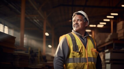 Construction supervisor in big warehouse 