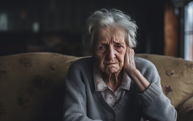 Elderly women at home alone, old people and health,