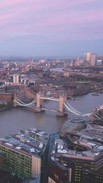 time lapse London skyline with Tower bridge and in sunset time, UK