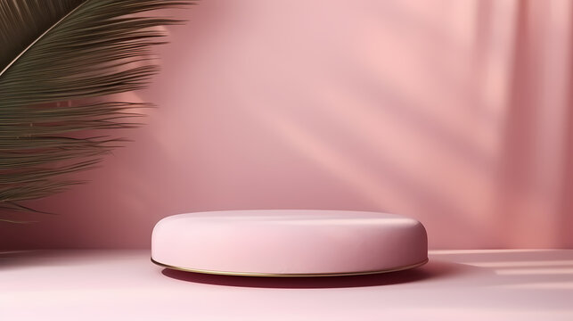 3d rendering pink plush product booth, podium, stage, product commercial photography background, PPT background product cosmetics display