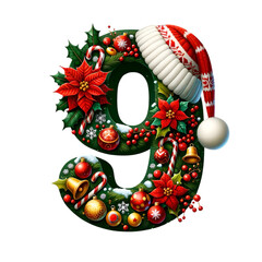 Number 9 christmas decoration