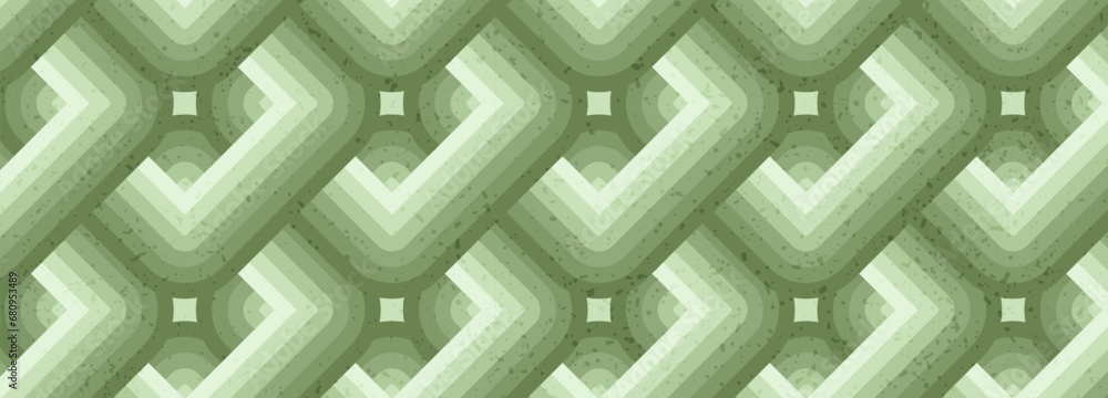 Aufkleber geometric green retro texture vector background with various geometric shapes in 1970s style
