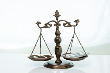 Concept of law, scales of justice, symbol of law and justice. It represents balance and neutrality. It is a symbol of the legal system, ethics and civil rights.