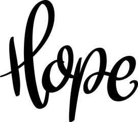Hope. Lettering phrase isolated on white background