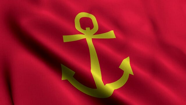 Narvik Municipality Flag Norway. Waving Fabric Satin Texture Norwegian National Flag of Narvik 3D Illustration. Real Texture Flag of the Narvik Municipality in the Norway.