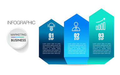 Infographic template 3 step analysis for marketing can apply diagram framework vision	