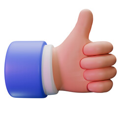 Good thump up Hand sign 3D render cartoon style