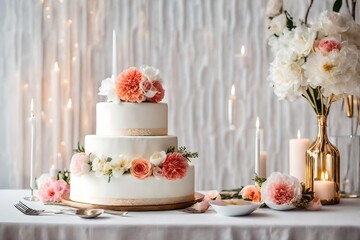 Beautiful modern and minimalist wedding cake