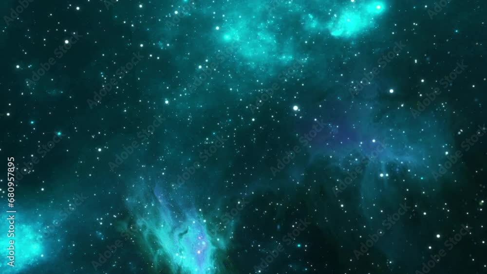 Wall mural abstract misty space travel. a flight to distant areas of the universe. turquoise nebulae and conste