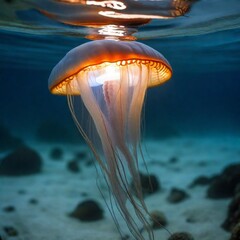 jelly fish in the sea emit light 