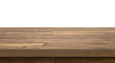 Wooden table top. transparent background