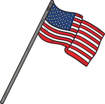 Patriotic American Flag Cartoon Colored Clipart 