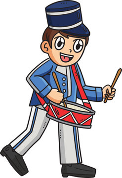Cadet Marching Drum Cartoon Colored Clipart 