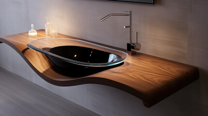 Interior of bathroom with modern luxury sink