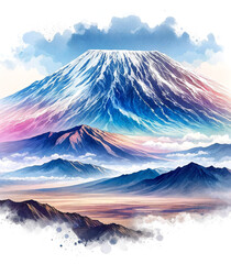 Majestic Summit: Watercolor Silhouette of Kilimanjaro