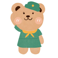 Girl Scout, Cartoon Animal Scout Costume, Cute Bear Scout Character