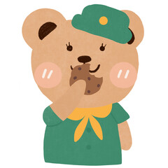 Girl Scout, Cartoon Animal Scout Costume, Cute Bear Scout Character