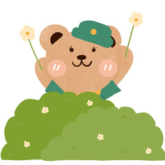 Girl Scout, Cartoon Animal Scout Costume, Cute Bear Scout Character