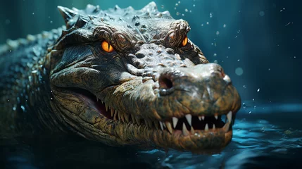 Poster Im Rahmen Portrait of crocodile in water. © andranik123