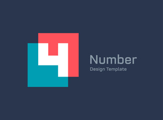 Number 4  logo icon design template elements