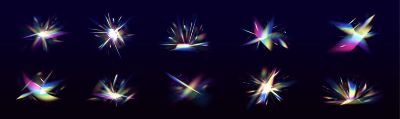 Glittering prism light background of gradation where light enters from the left and right. Overlay for backgrounds.Triangular prism concept. - obrazy, fototapety, plakaty