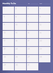Monthly To Do printable A3/A4 album size calendar