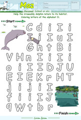 Alphabet Maze Game learning alphabet Ii with Irrawaddy dolphin cartoon