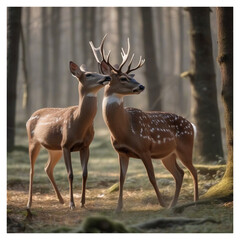 A pair of deer in the wild , generative ai