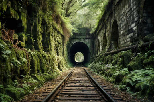 Fototapeta old train tunnel 