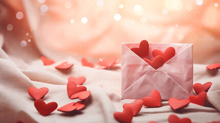 love letter envelope overflowing with paper craft hearts