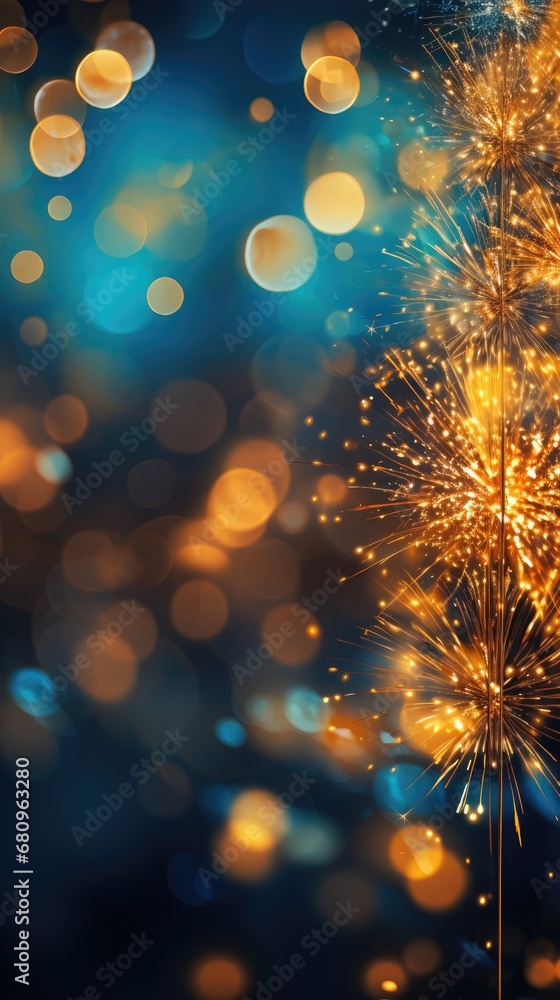 Poster fireworks close up with hazy lights. generative ai.
