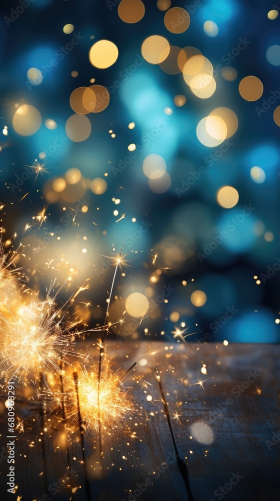 Poster fireworks close up with hazy lights. generative ai.